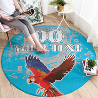 Custom Honduras Independence Day Round Carpet Scarlet Macaw With Orchid Flower