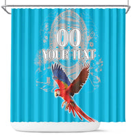 Custom Honduras Independence Day Shower Curtain Scarlet Macaw With Orchid Flower