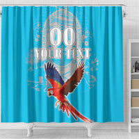 Custom Honduras Independence Day Shower Curtain Scarlet Macaw With Orchid Flower