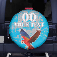 Custom Honduras Independence Day Spare Tire Cover Scarlet Macaw With Orchid Flower - Wonder Print Shop