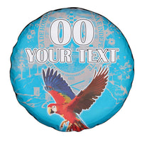 Custom Honduras Independence Day Spare Tire Cover Scarlet Macaw With Orchid Flower - Wonder Print Shop