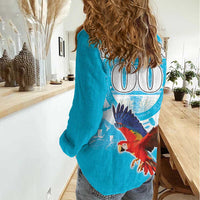 Custom Honduras Independence Day Women Casual Shirt Scarlet Macaw With Orchid Flower - Wonder Print Shop