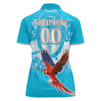 Custom Honduras Independence Day Women Polo Shirt Scarlet Macaw With Orchid Flower - Wonder Print Shop
