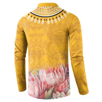 Africa Dashiki Button Sweatshirt King Protea Floral Motif Patterns - Wonder Print Shop