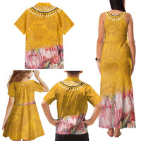 Africa Dashiki Family Matching Tank Maxi Dress and Hawaiian Shirt King Protea Floral Motif Patterns - Wonder Print Shop
