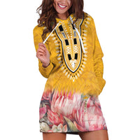 Africa Dashiki Hoodie Dress King Protea Floral Motif Patterns - Wonder Print Shop