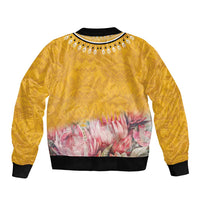 Africa Dashiki Sleeve Zip Bomber Jacket King Protea Floral Motif Patterns - Wonder Print Shop