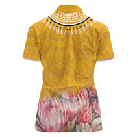 Africa Dashiki Women Polo Shirt King Protea Floral Motif Patterns - Wonder Print Shop