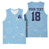Custom Yorkshire Viking Spirit Basketball Jersey White Rose of York Blue Version - Wonder Print Shop
