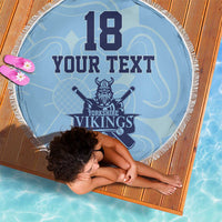 Custom Yorkshire Viking Spirit Beach Blanket White Rose of York Blue Version - Wonder Print Shop