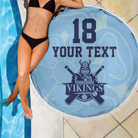 Custom Yorkshire Viking Spirit Beach Blanket White Rose of York Blue Version - Wonder Print Shop