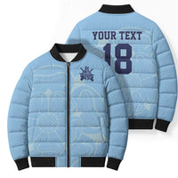 Custom Yorkshire Viking Spirit Bomber Puffer Jacket White Rose of York Blue Version - Wonder Print Shop