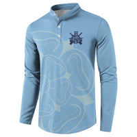 Custom Yorkshire Viking Spirit Button Sweatshirt White Rose of York Blue Version - Wonder Print Shop