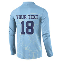 Custom Yorkshire Viking Spirit Button Sweatshirt White Rose of York Blue Version - Wonder Print Shop