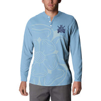 Custom Yorkshire Viking Spirit Button Sweatshirt White Rose of York Blue Version - Wonder Print Shop