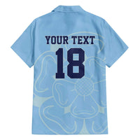 Custom Yorkshire Viking Spirit Family Matching Off Shoulder Maxi Dress and Hawaiian Shirt White Rose of York Blue Version - Wonder Print Shop