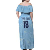 Custom Yorkshire Viking Spirit Family Matching Off Shoulder Maxi Dress and Hawaiian Shirt White Rose of York Blue Version - Wonder Print Shop