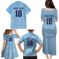 Custom Yorkshire Viking Spirit Family Matching Puletasi and Hawaiian Shirt White Rose of York Blue Version - Wonder Print Shop