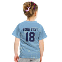 Custom Yorkshire Viking Spirit Kid T Shirt White Rose of York Blue Version - Wonder Print Shop