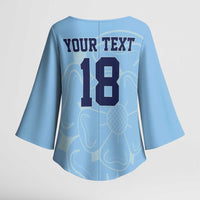 Custom Yorkshire Viking Spirit Kimono Sleeve Blouse White Rose of York Blue Version - Wonder Print Shop