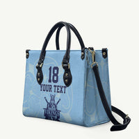 Custom Yorkshire Viking Spirit Leather Bag White Rose of York Blue Version - Wonder Print Shop