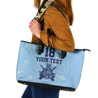 Custom Yorkshire Viking Spirit Leather Tote Bag White Rose of York Blue Version - Wonder Print Shop