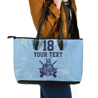 Custom Yorkshire Viking Spirit Leather Tote Bag White Rose of York Blue Version - Wonder Print Shop