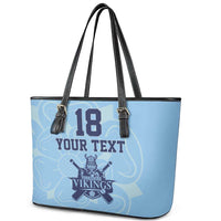 Custom Yorkshire Viking Spirit Leather Tote Bag White Rose of York Blue Version - Wonder Print Shop