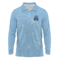 Custom Yorkshire Viking Spirit Long Sleeve Polo Shirt White Rose of York Blue Version - Wonder Print Shop