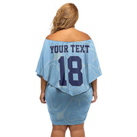 Custom Yorkshire Viking Spirit Off Shoulder Short Dress White Rose of York Blue Version - Wonder Print Shop