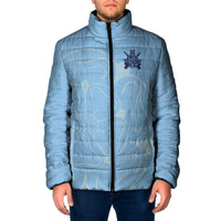Custom Yorkshire Viking Spirit Padded Jacket White Rose of York Blue Version - Wonder Print Shop