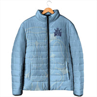 Custom Yorkshire Viking Spirit Padded Jacket White Rose of York Blue Version - Wonder Print Shop