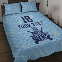Custom Yorkshire Viking Spirit Quilt Bed Set White Rose of York Blue Version - Wonder Print Shop