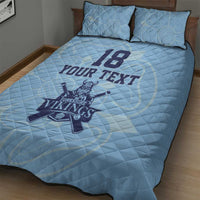 Custom Yorkshire Viking Spirit Quilt Bed Set White Rose of York Blue Version - Wonder Print Shop