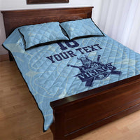 Custom Yorkshire Viking Spirit Quilt Bed Set White Rose of York Blue Version - Wonder Print Shop