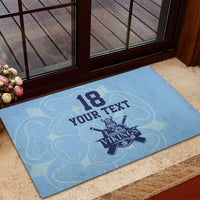 Custom Yorkshire Viking Spirit Rubber Doormat White Rose of York Blue Version - Wonder Print Shop
