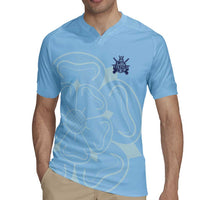 Custom Yorkshire Viking Spirit Rugby Jersey White Rose of York Blue Version - Wonder Print Shop