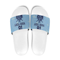 Custom Yorkshire Viking Spirit Slide Sandals White Rose of York Blue Version - Wonder Print Shop