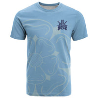 Custom Yorkshire Viking Spirit T Shirt White Rose of York Blue Version - Wonder Print Shop