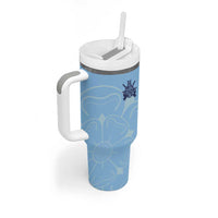 Custom Yorkshire Viking Spirit Tumbler With Handle White Rose of York Blue Version - Wonder Print Shop