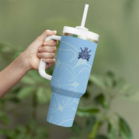 Custom Yorkshire Viking Spirit Tumbler With Handle White Rose of York Blue Version - Wonder Print Shop