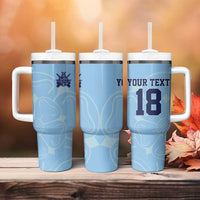 Custom Yorkshire Viking Spirit Tumbler With Handle White Rose of York Blue Version - Wonder Print Shop