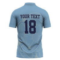 Custom Yorkshire Viking Spirit Zipper Polo Shirt White Rose of York Blue Version - Wonder Print Shop