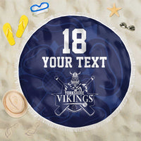 Custom Yorkshire Viking Spirit Beach Blanket White Rose of York Navy Version - Wonder Print Shop
