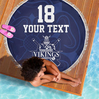 Custom Yorkshire Viking Spirit Beach Blanket White Rose of York Navy Version - Wonder Print Shop