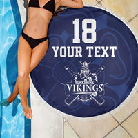 Custom Yorkshire Viking Spirit Beach Blanket White Rose of York Navy Version - Wonder Print Shop