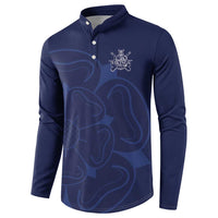 Custom Yorkshire Viking Spirit Button Sweatshirt White Rose of York Navy Version - Wonder Print Shop