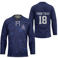 Custom Yorkshire Viking Spirit Hockey Jersey White Rose of York Navy Version - Wonder Print Shop