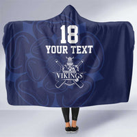 Custom Yorkshire Viking Spirit Hooded Blanket White Rose of York Navy Version - Wonder Print Shop