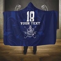 Custom Yorkshire Viking Spirit Hooded Blanket White Rose of York Navy Version - Wonder Print Shop